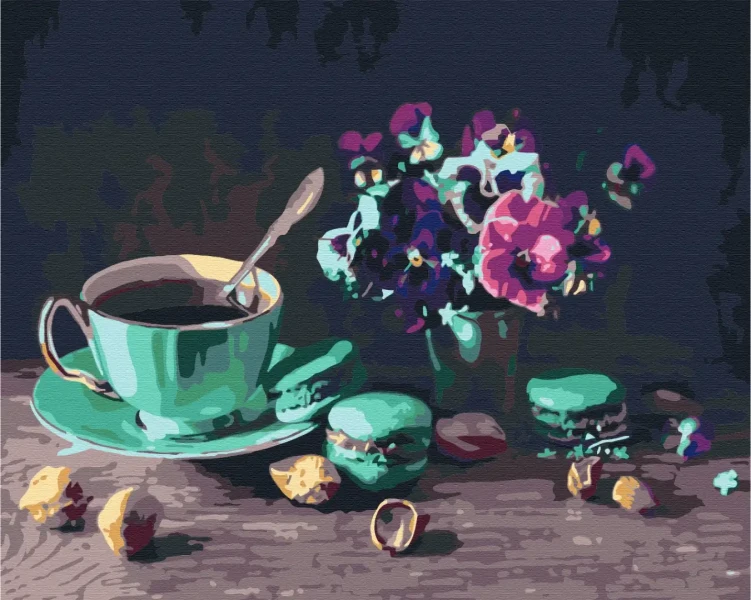 Картина за номерами Кава з макарунами  Brushme 40x50
