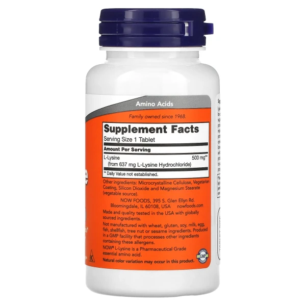 Л-Лізин Now Foods (L-Lysine) 500 мг 100 таблеток