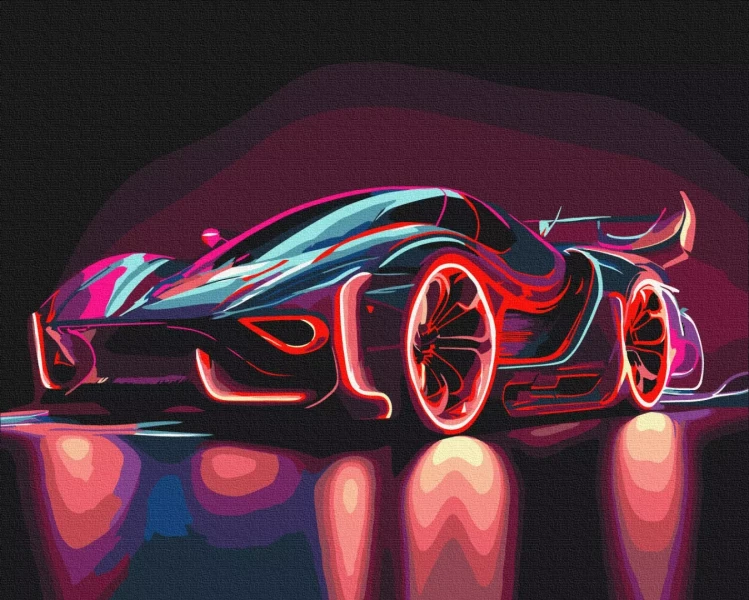 Картина за номерами Неоновий автомобіль 40x50 Brushme