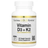 California Gold Nutrition, вітаміни D3 й K2 у формі MK-7, 180 рослинних капсул