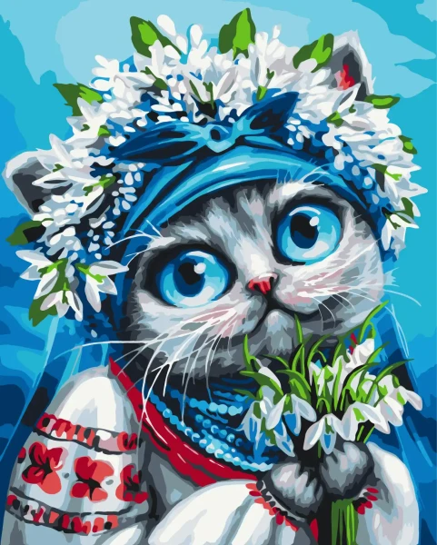 Картина по номерам Киса, несущая весну © Марианна Пащук Brushme 40x50