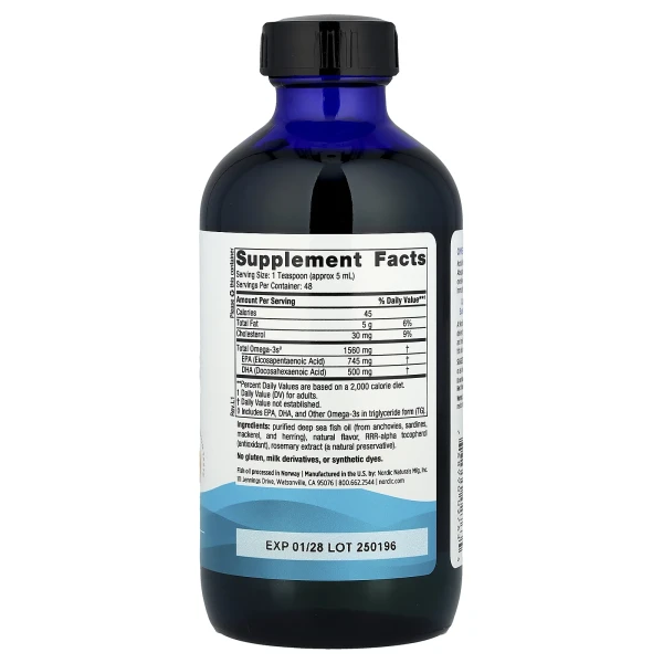 Nordic Naturals, омега-3 зі смаком лимона, 1560 мг, 237 мл