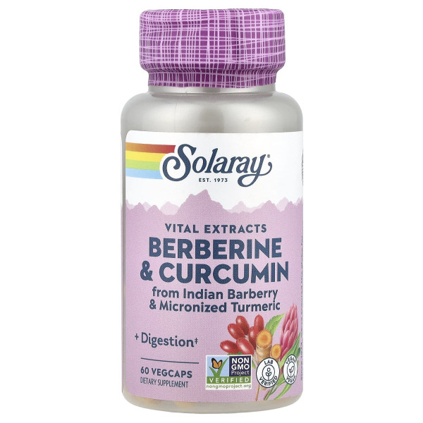 Берберин та куркумін Solaray (Berberine and Curcumin root extracts) 300 мг/300 мг 60 капсул