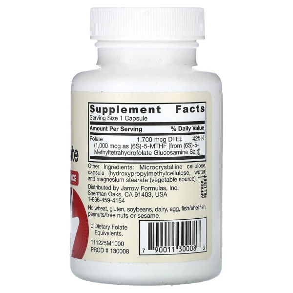 Метилфолиевая кислота Jarrow Formulas (Methyl Folate) 1000 мкг 100 капсул
