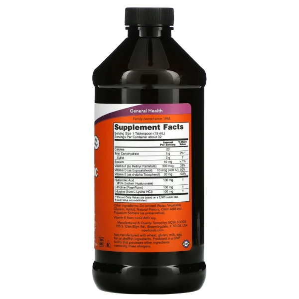 Рідка гіалуронова кислота Now Foods (Liquid hyaluronic acid) 100 мг 473 мл з ягідним смаком