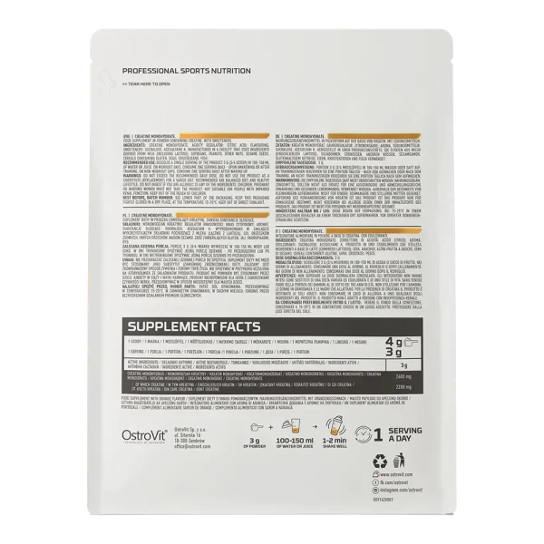 Креатин моногідрат Ostrovit Creatine Monohydrate апельсин 500 г