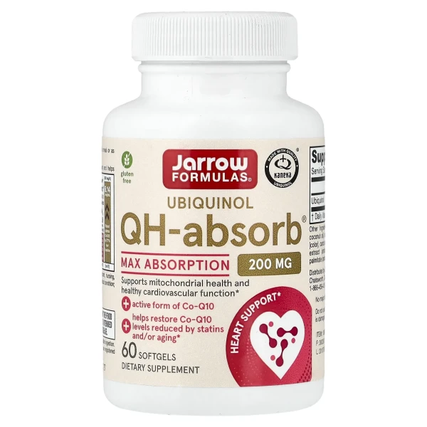 Убіхінол Jarrow Formulas QH-adsorb (Коензим CoQ10) 200 мг 60 капсул