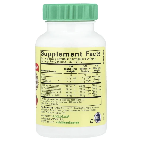 Чиста ДГК ChildLife Essentials (Pure DHA) 30 мг 90 капсул з ягідним смаком