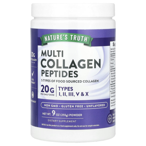 Колагенові пептиди, Multi Collagen Peptides, Nature's Truth, порошок, без ароматизаторів, 255 г