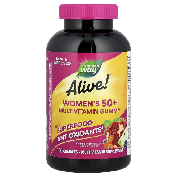 Комплекс мультивітамінів для жінок старше 50 років Nature's Way (Alive!®) 150 жувальних таблеток зі смаком ягідної суміші