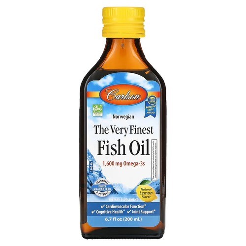 Рыбий жир из омега-3 1600 мг Carlson Labs (Fish Oil Omega-3) 200 мл со вкусом лимона