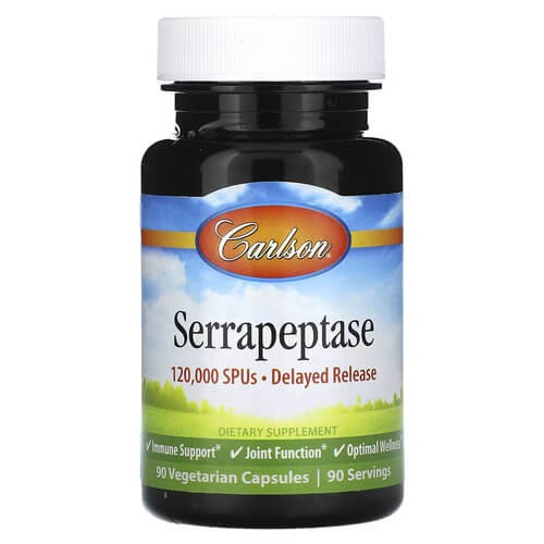 Серрапептаза 120000 SPU Carlson (Serrapeptase) 90 растительных капсул