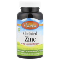 Хелатний цинк Carlson (Chelated Zinc) 30 мг 250 таблеток