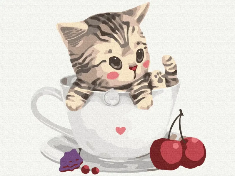Картина за номерами Котик в чашці  Brushme 30x40