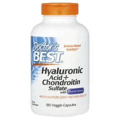 Doctor's Best, гіалуронова кислота й хондроїтинсульфат, 180 рослинних капсул