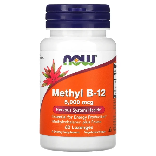 Вітамін В12 5000 мкг Now Foods (Methyl B-12) 60 льодяників
