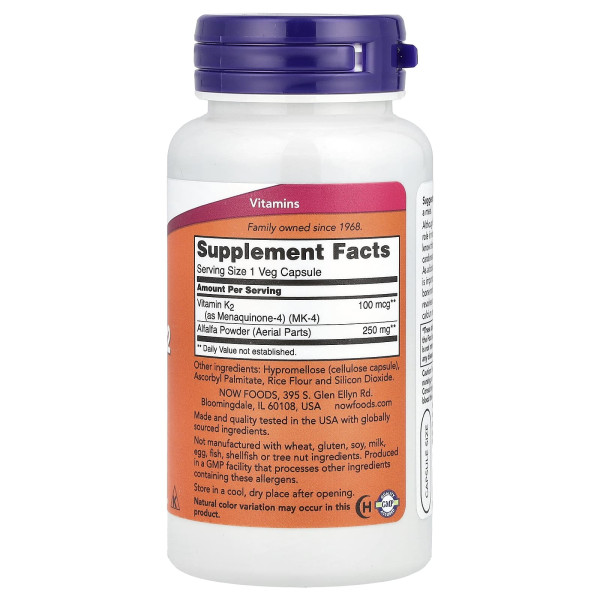 Вітамін К2 Now Foods (Vitamin K2) 100 мкг 100 капсул