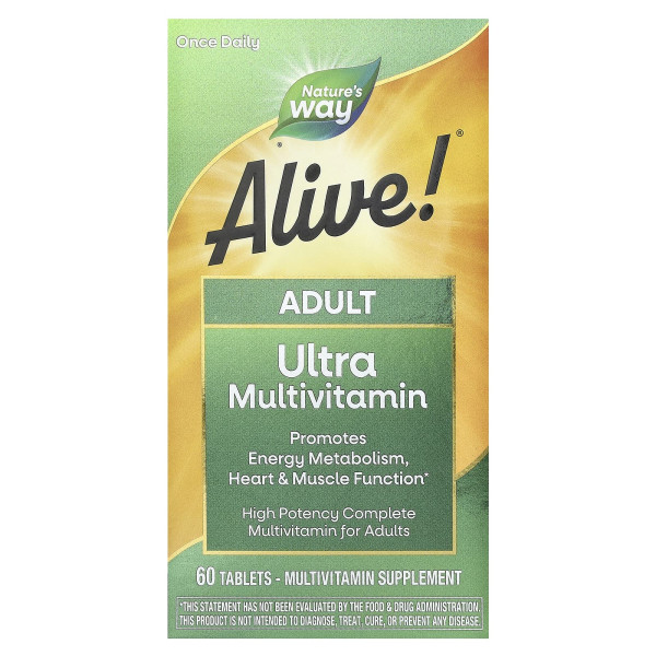 Мультивітаміни для дорослих Nature's Way (Alive! Adult Ultra Multivitamin) 60 таблеток