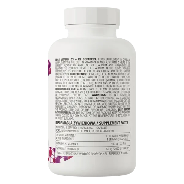 Вітамін D3+K2 Ostrovit 90 капсул