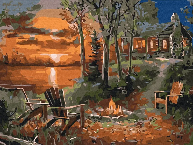 Картина за номерами Будинок біля озера  Brushme 30x40