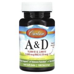 Вітамін A та D Carlson (Vitamin A &amp; D) 100 рідких капсул