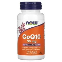 NOW Foods, коензим Q10, 50 мг, 100 капсул