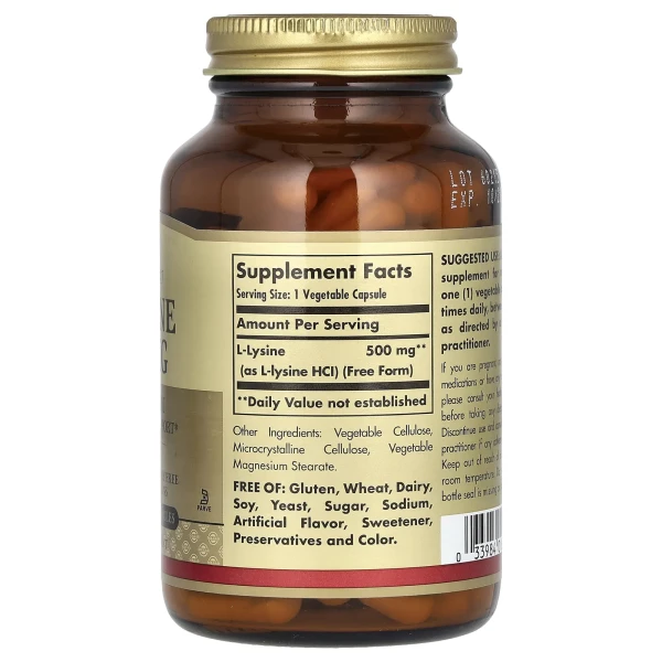Л-Лізин Solgar (L-Lysine Solgar) 500 мг 100 капсул