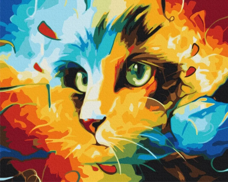Преміум картина за номерами Кіт в яскравих фарбах Brushme 40x50