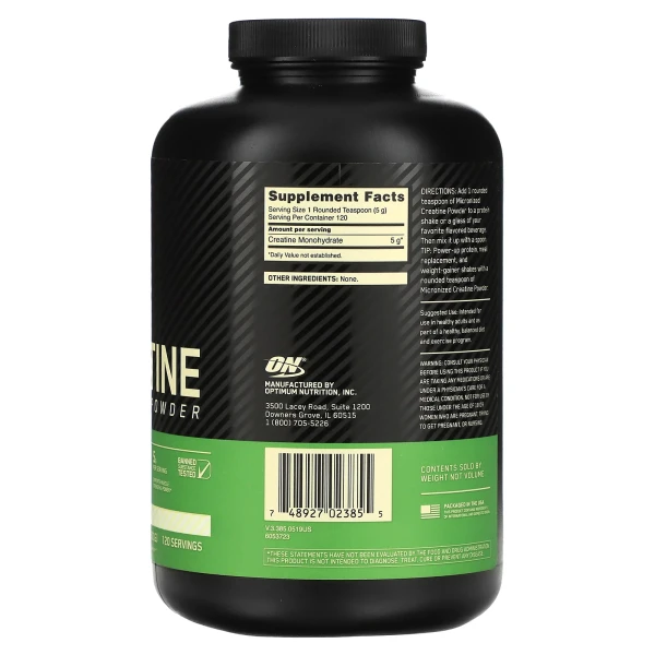 Optimum Nutrition, мікронізований креатин у порошку, з нейтральним смаком, 600 г
