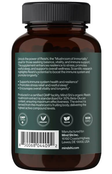 Гриби рейші 1000 мг Mind Shi (Reishi Mushroom) 60 капсул