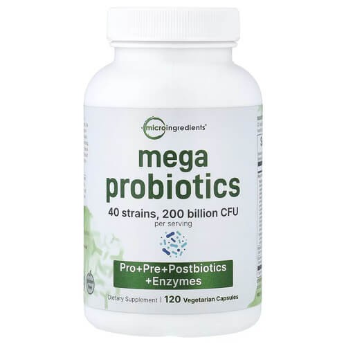 Мегапробіотики 200 млрд КУО Micro Ingredients (Mega Probiotics) 120 рослинних капсул