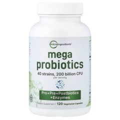 Мегапробіотики 200 млрд КУО Micro Ingredients (Mega Probiotics) 120 рослинних капсул