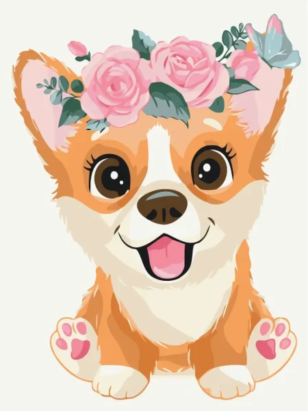 Картина за номерами Коргі в віночку  Brushme 30x40