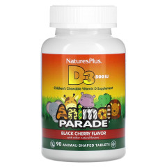 Вітамін D3 Nature's Plus (Vitamin D3 Animal Parade) 500 МО 90 цукерок зі смаком чорної вишні