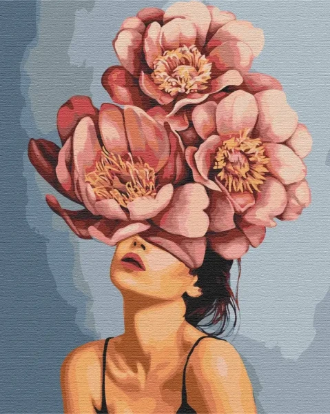 Картина за номерами Дівчина в квітучій півонії © Mykhailyshyna Daria  Brushme 40x50