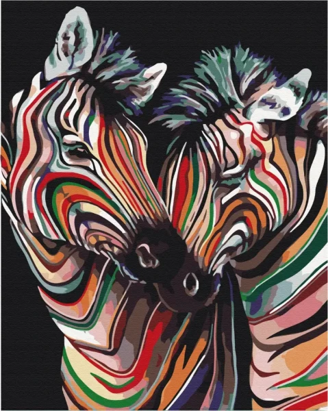 Картина за номерами Пара райдужних зебр  Brushme 48x60
