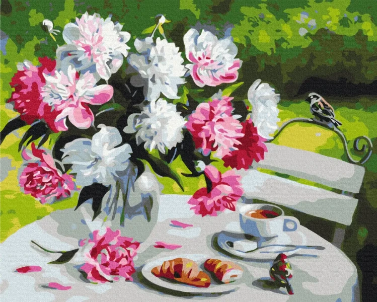 Картина за номерами Сніданок з піонами  Brushme 48x60