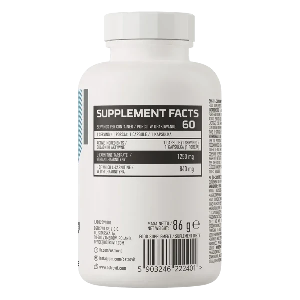 Карнітин Ostrovit L-Carnitine 1250 мг 60 капсул
