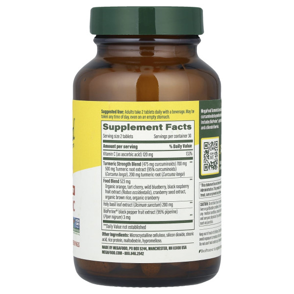 Сила куркуми для тіла MegaFood (Turmeric Strength for Whole Body) 350 мг 60 таблеток