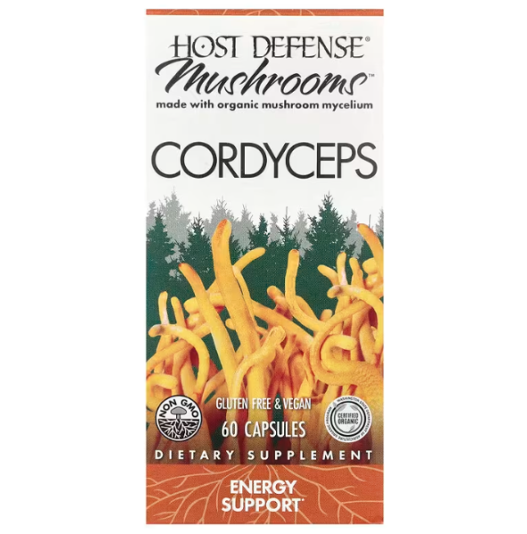 Кордицепс Fungi Perfecti (Host Defense) 1 г 60 вегетаріанських капсул для захисту організму та енергетичної підтримки
