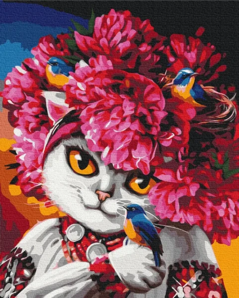 Преміум картина за номерами Квітуча киця ©Маріанна Пащук Brushme 40x50