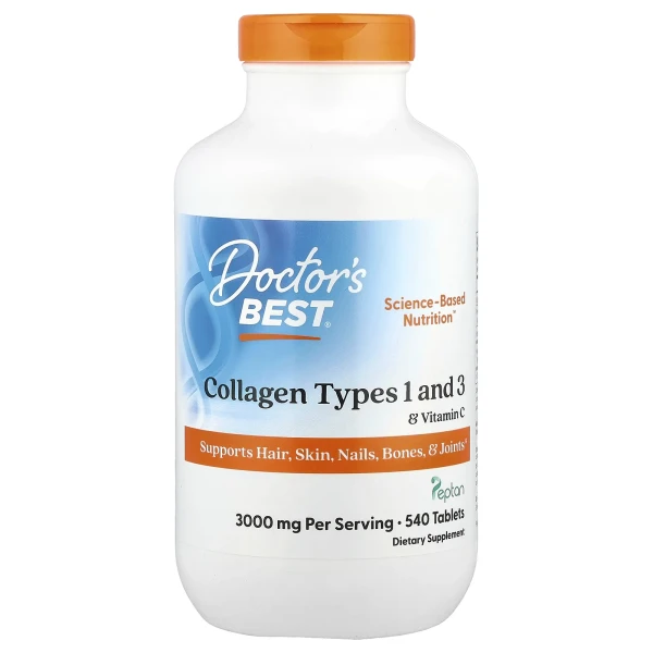 Колаген типів 1 і 3 з вітаміном C Doctor's Best (Collagen Types 1 and 3 with Vitamin C) 540 таблеток