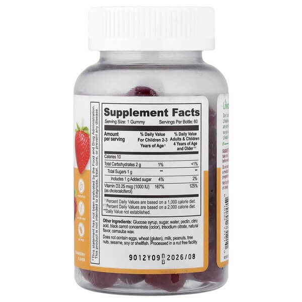 Вітамін D3 25 мкг (1000 МО) Lifeable (Kids Vitamin D3) 60 жувальних цукерок