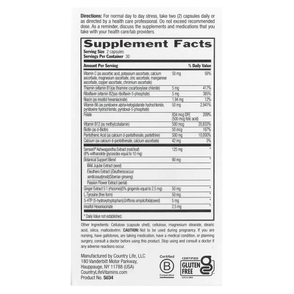 Антистресовий енергетичний комплекс Country Life (Stress Shield) 60 капсул