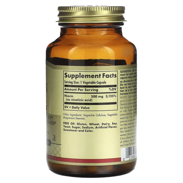 Ніацин Вітамін B3 Solgar (Niacin Vitamin B3) 500 мг 100 капсул