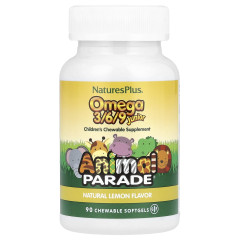 Омега 3 6 9 для підлітків Nature's Plus (Omega 3/6/9 Junior Animal Parade) 90 капсул зі смаком лимона