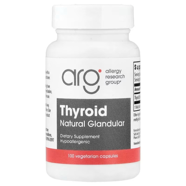 Підтримка щитоподібної залози Allergy Research Group (Thyroid Natural Glandular) 40 мг 100 вегетаріанських капсул