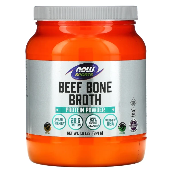 Протеїновий порошок із яловичого кісткового бульйону Now Foods (Beef bone broth protein powder) 544 г