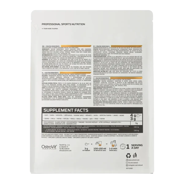 Креатин моногідрат Ostrovit Creatine Monohydrate апельсин 300 г