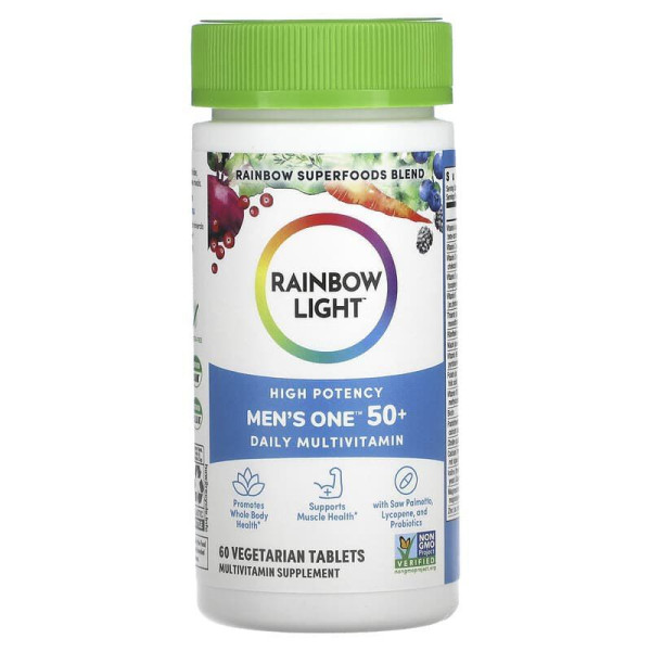 Мультивітаміни для чоловіків 50+, Men's One 50+, Rainbow Light, щоденні, висока потенція, 60 вегетаріанських пігулок